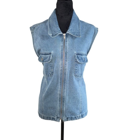 VTG 90s Denim full zip vest Denim by Faded Glory size 22 - Picture 5 of 8